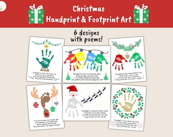 Christmas Handprint & Footprint Art Poems Bundle – 6 Christmas Crafts for Kids