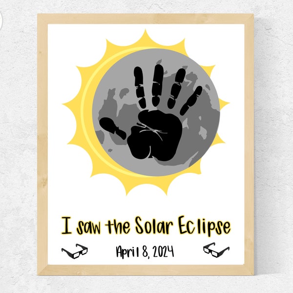 Solar Eclipse Handprint Art Craft, Solar Eclipse Craft for Preschool Baby Toddler Kids, Solar Eclipse 2024 Craft Eclipse Preschool Activity