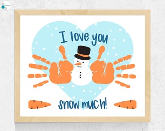 Snowman Handprint Art Craft Winter Gift, Winter Handprint Craft Snowman Craft for Toddlers Preschool Baby, Winter Craft for Kid Snowman Gift