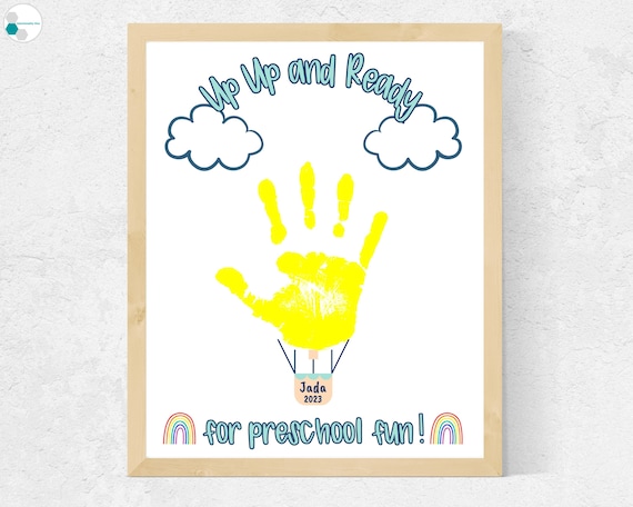 Preschool Handprint Back to School Craft, First Day of Preschool Craft, Preschool Handprint Art, Hot Air Balloon Craft First Day Activity