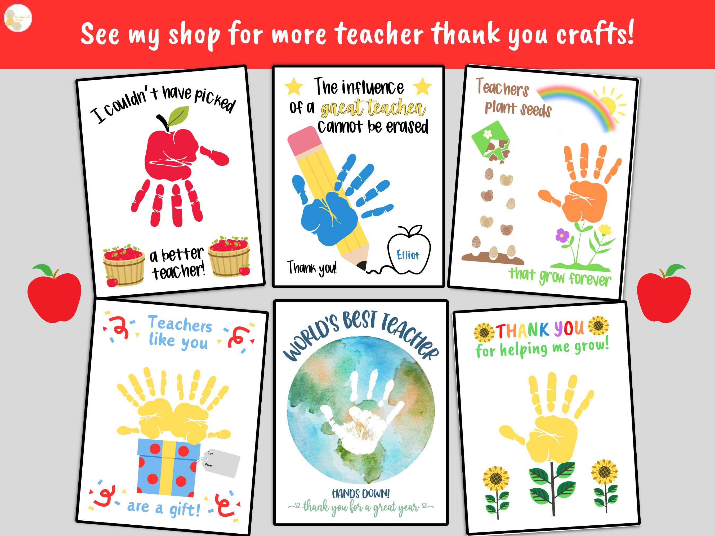 Preschool Teacher Handprint Art, Thank You Teacher Appreciation Gift ...