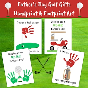 Manualidades de golf con huellas de manos para el Día del Padre, regalos de golf para el Día del Padre, arte con huellas de manos de golf, regalos de golf para papás de bebés, niños pequeños, niños y abuelos.
