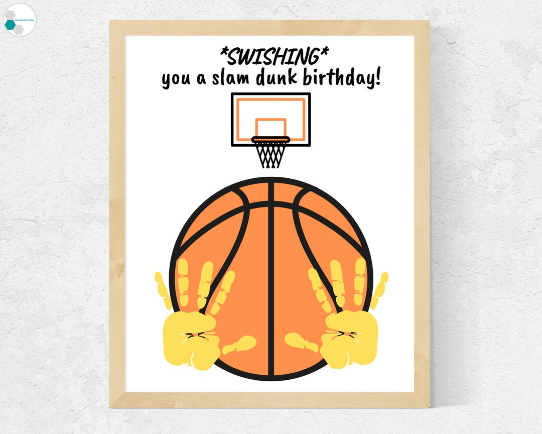 Basketball Birthday Handprint Card Printable, Dad Birthday Handprint
