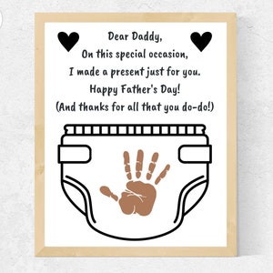 Biglietto divertente per la festa del papà con impronta a mano, pannolino per neonati, regalo divertente per la festa del papà del neonato, biglietto divertente per la prima festa del papà, regalo per la prima volta del papà
