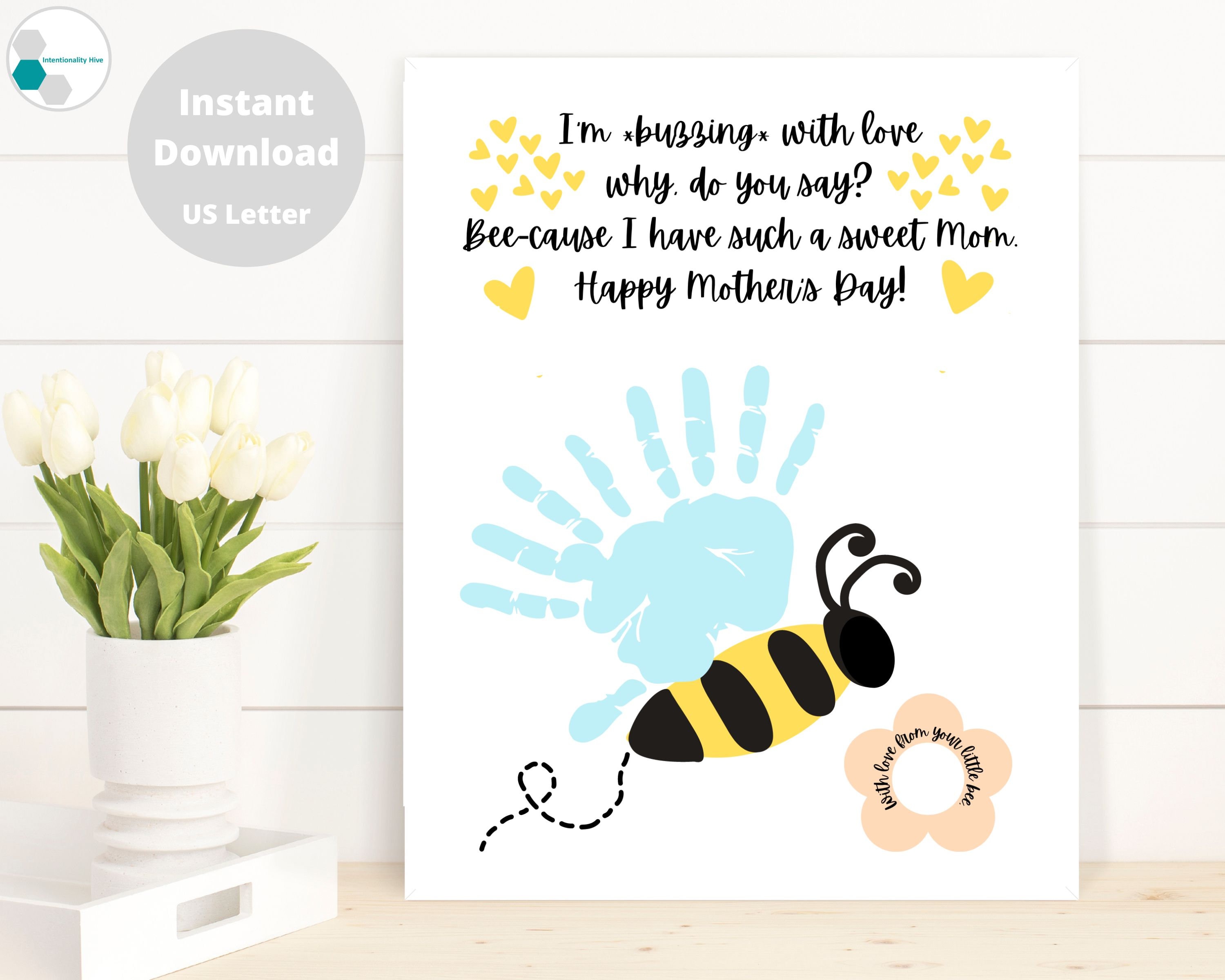 Mother's Day Bee Handprint Art Poem for Toddlers Baby - Etsy