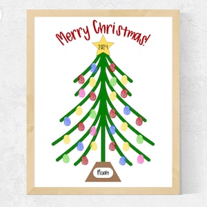 Arte de impressão digital de Natal, artesanato de enfeites de impressão digital de Natal para crianças, bebês em idade pré-escolar, arte de impressão digital de árvore de Natal