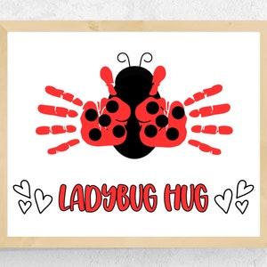 Ladybug Summer Handprint Craft Art, Printable Ladybug Preschool Activities, Ladybug Kindergarten Activity, Toddler Summer Craft, Insect Art
