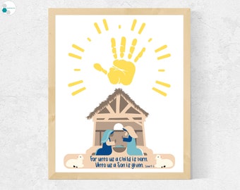 Nativity Handprint Craft for Kids, Christian Christmas Craft Printable