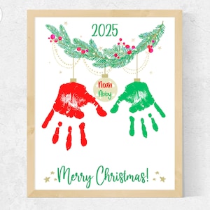 2025 Christmas Handprint Craft 2 Kids Toddlers Twins, 2025 Handprint Christmas Gift from Siblings Kids, Christmas Handprint Card Preschool