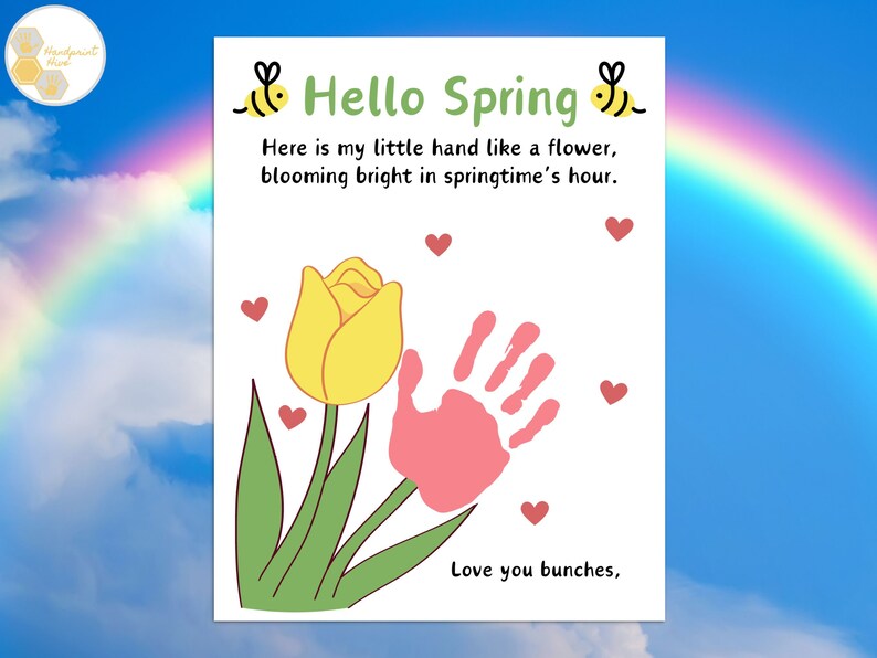 Spring Handprint Poem Tulip Art, Spring Flower Handprint Art, Spring ...