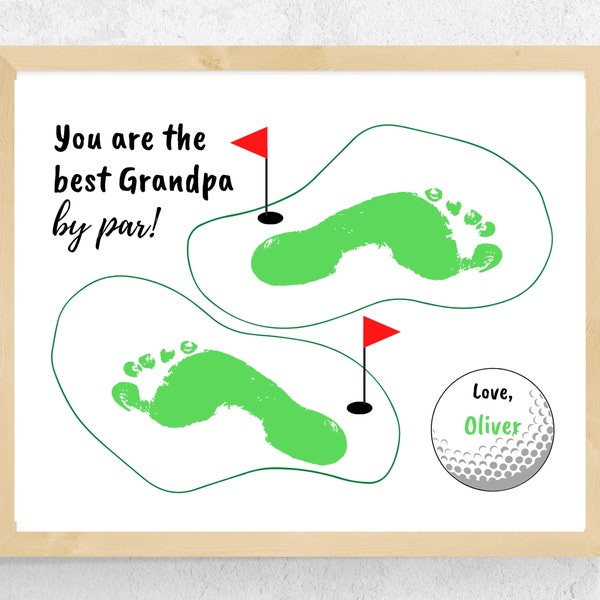 Best Grandpa By Par Footprint Art Craft, Father's Day Grandpa Personalized Golf Gift from Grandkids, Grandpa Footprint Art, Grandpa Birthday