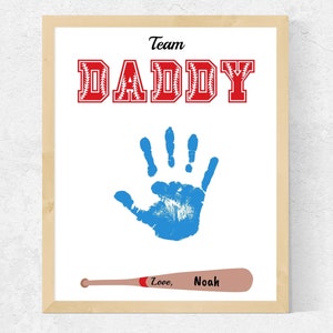 Regalo de huella de mano del día del padre de papá de béisbol, regalo de béisbol personalizado para papá de bebé, niño pequeño, niños, idea de artesanía de papá de béisbol con huella de mano