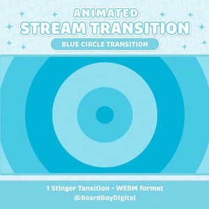 Twitch Stinger Transition - Blue Circle | Blue Transition, OBS, Stream Assets, Stinger, Ring, YouTube, Minimal, Digital Download, Streaming
