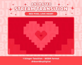 Twitch Stinger Transition - Red Pixel Hearts | Cute, Kawaii, Stream, Stream Setup, 8bit, Retro, YouTube