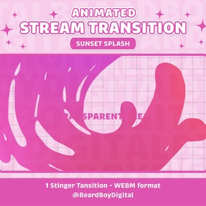 Transition de flux animé - Sunset Splash | Transition Twitch, OBS, Stream Assets, Stinger, Liquide, YouTube, Coucher de soleil dégradé, Eau, Vague