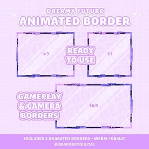 Dreamy Future Animated Stream Border: Purple Lofi Webcam Overlay (Digital Download)