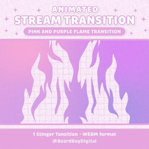 Animated Stream Transition - Pink and Purple Flame Transition | Twitch Transition, OBS, Stream Assets, Stinger, Fire, YouTube, Pink Gradient