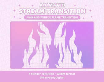 Animated Stream Transition - Pink and Purple Flame Transition | Twitch Transition, OBS, Stream Assets, Stinger, Fire, YouTube, Pink Gradient