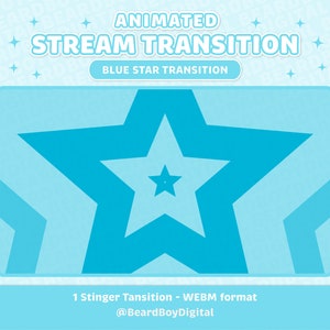 Twitch Stinger Transition - Blue Expanding Star | Blue Transition, OBS, Stream Assets, Stinger, Star Wipe, YouTube, Celestial, Space, Cosmic