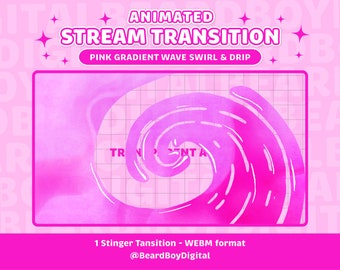 Animated Stream Transition - Pink Gradient Wave Swirl and Drip  | Twitch Stinger, OBS, Stream Asset, Water, YouTube, Pink Gradient, Liquid