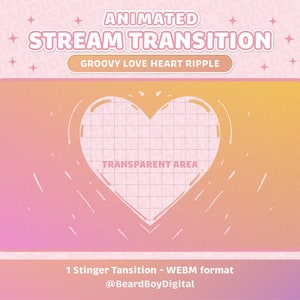Transition de flux animé - Ondulation de coeur d'amour groovy | Transition Twitch, OBS, ressources en streaming, Stinger, YouTube, dégradé rétro, coeur d'amour