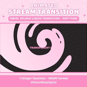 Animated Stream Transition - Soft Pink Swirl Splash | Twitch Transition, Stream Assets, Stinger, Liquid, YouTube, Cotton Candy, Pink Wave