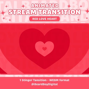 Twitch Stinger Transition - Red Love Heart | Cute, Kawaii, Stream, Love, Pink, Red, YouTube, Animated Stream Asset, Valentines Day, Digital