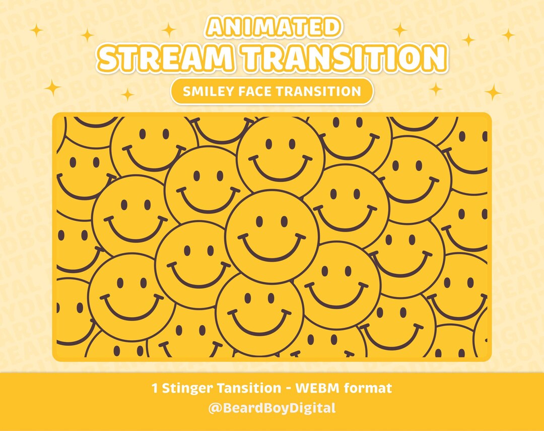 Smiley Face Animated Stream Transition: Yellow Emoji Stinger (digital ...