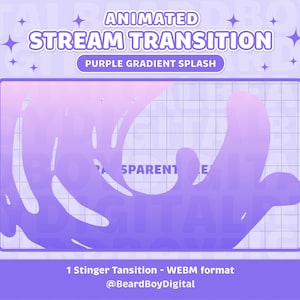 Animated Stream Transition - Purple Gradient Splash | Twitch Transition, OBS, Stream Assets, Stinger, Liquid, YouTube, Gradient Dream, Lofi