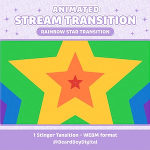 Twitch Stinger Transition - Rainbow Expanding Star | Rainbow Transition, OBS, Stream Assets, Stinger, Star Wipe, YouTube, cosmic, space