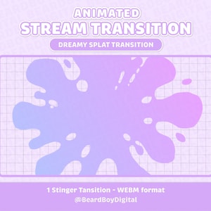 Dreamy Splat Animated Stream Transition | Twitch, OBS, Stream Asset, Stinger, Liquid, YouTube, Wave, V-Tuber, Vibrant Gradient, Paint, Goo