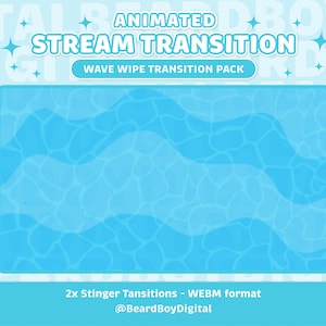 Animated Stream Transition - Wave Wipe Pack |  Stream, OBS, Scene Transition, Water, YouTube, 2-for-1, crash, ocean, blue stinger, Twitch