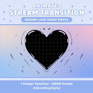 Transition de flux animé - Ondulation de coeur d'amour rêveur | Transition Twitch, OBS, flux, Stinger, YouTube, Rêve dégradé, Cœur d'amour