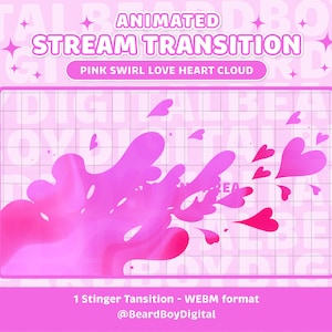Pink Swirl Heart Cloud Animated Stream Transition (Digital File)