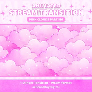 Animated Stream Transition - Pink Texture Clouds  | Twitch Stinger, OBS, Stream Asset, YouTube, Sunset, Soft Pink, Sparkles, Paint, Grain