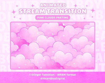 Animated Stream Transition - Pink Texture Clouds  | Twitch Stinger, OBS, Stream Asset, YouTube, Sunset, Soft Pink, Sparkles, Paint, Grain