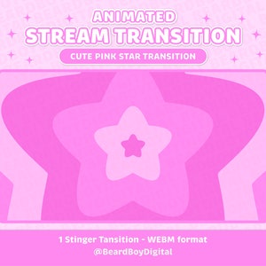 Pink Cute Star Animated Stream Transition | Twitch Stinger, OBS, Stream Asset, Cosmic, Kawaii, Pink, Celestial, Pastel, Rainbow