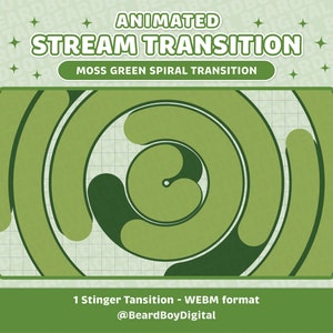 Animated Stream Transition - Moss Green Spiral | Twitch Transition, OBS, Stream Assets, Stinger, YouTube, Spin, Modern, Simple, Nature