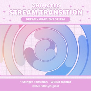 Animated Stream Transition - Dreamy Gradient Spiral | Twitch Transition, OBS, Stream Assets, Stinger, YouTube, Spin, Modern, Simple, Pastel