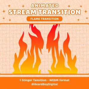 Transizione di flusso animata - Transizione di fiamma / Transizione di Twitch, OBS, Risorse di flusso, Stinger, Fuoco, YouTube, Gradiente, Tema di fuoco, Tipo