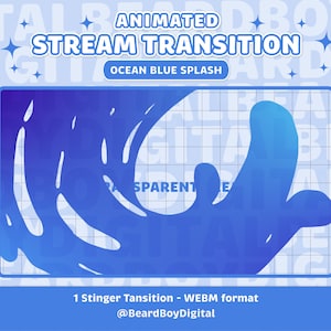Transição de Stream Animada - Ocean Blue Splash | Transição Twitch, OBS, Stream Assets, Stinger, Liquid, YouTube, Water Gradient, Wave