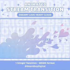 Animated Stream Transition - Dreamy Love Heart Cloud | Twitch Transition, OBS, Stream Assets, Stinger, YouTube, Gradient Dream, Love heart