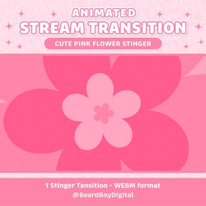 Transición de Twitch Stinger: linda flor rosa / Transición de transmisión / Transición animada / Configuración de transmisión / Kawaii / Superposición / YouTube