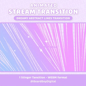Dreamy Abstract Lines Animated Stream Transition | Twitch Stinger, OBS, Streamer, Kawaii, Celestial, Pastel, Rainbow, Star, Sparkle, Dream