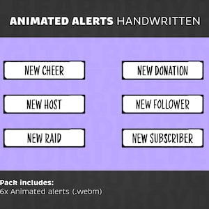 Animated Alerts for Streaming - Handwritten Text | Twitch Alerts, Black and White, OBS, StreamLabs, Grunge