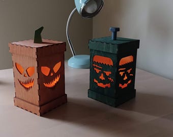 Halloween Jack-O-Lantern and Frankenstein Indoor Flicker Lights