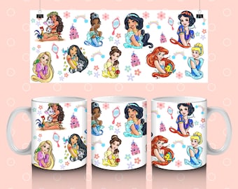 Archivo PNG de princesas de Disney - Lata de cristal de princesa - Vaso de princesa - Taza de princesa - Foto de princesa - Ideal para sublimación