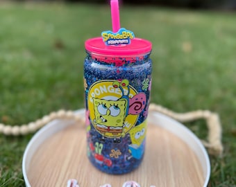 Sponge Bob Plastic Snowglobe Cup 16oz personalised  | Cartoon cup safety for kids