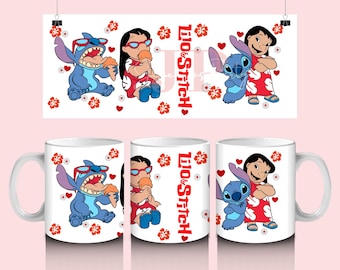 Lilo and Stitch mug PNG, Digital File, Disney PNG, 1 PNG, Disney Mug 11oz-15oz