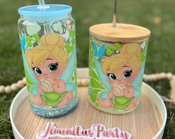 Tasse boule à neige fée clochette et tasse 16 oz chacune | Disney | Mug pailleté phosphorescent